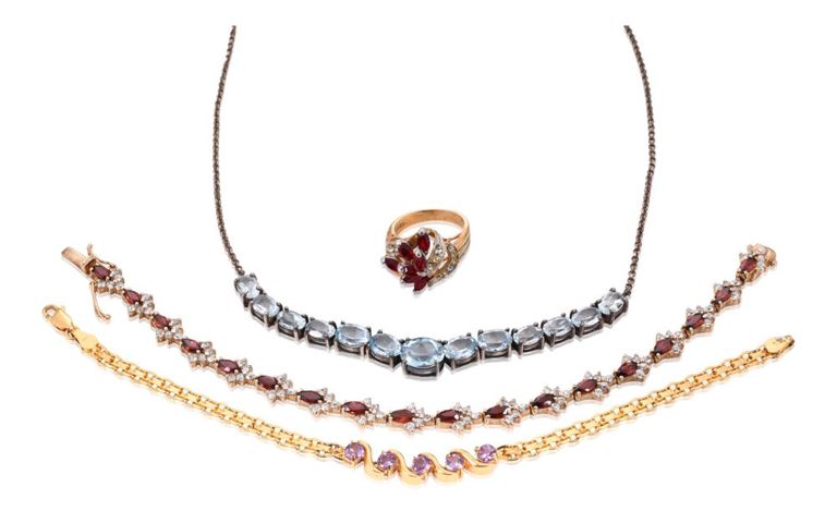 Group of simulated gemstone jewelry