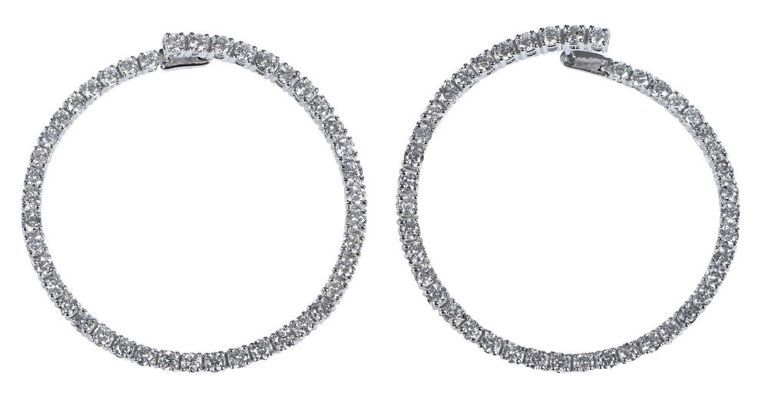 White gold hoop diamond earrings