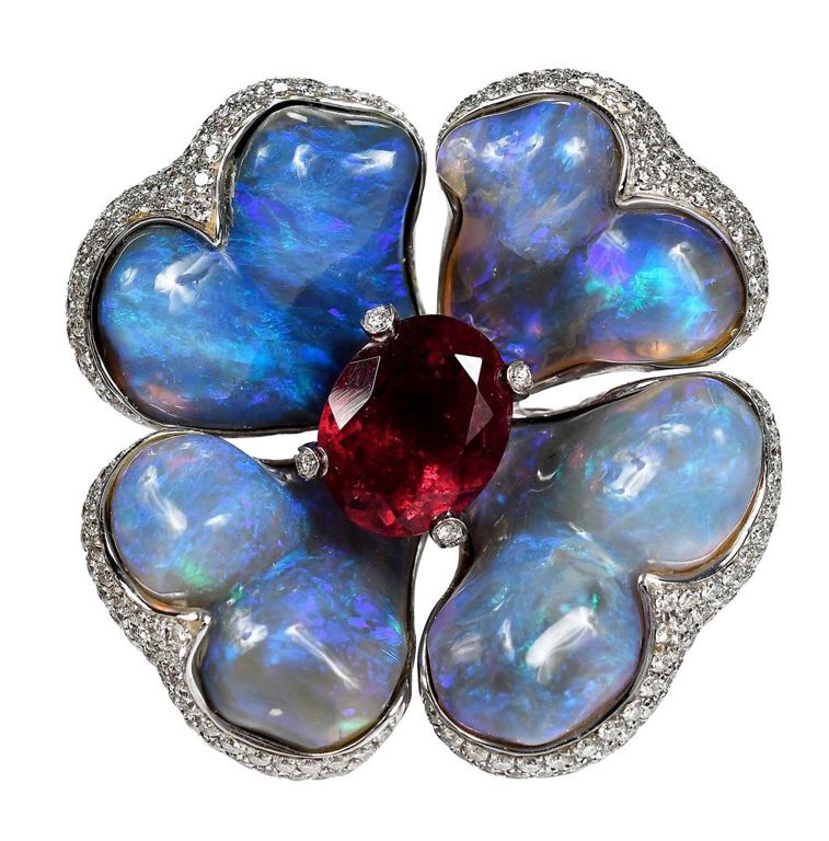 White gold opal ring