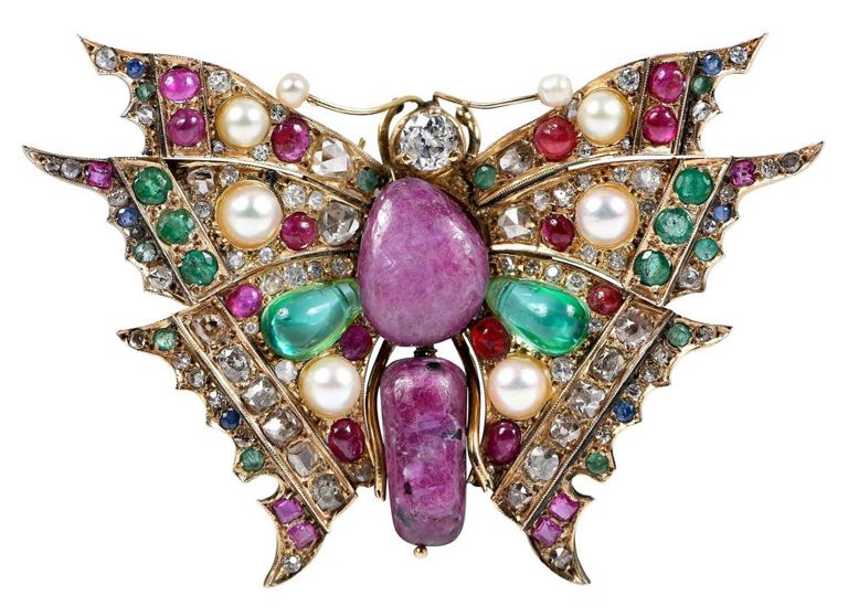14k gold vintage butterfly brooch