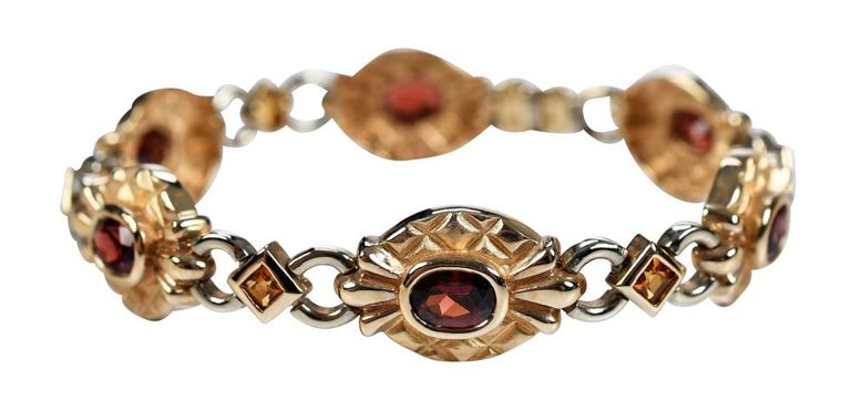 14k gold garnet and citrine bracelet