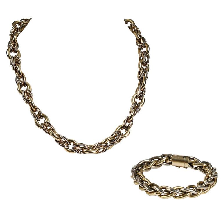 14k gold fancy wheat necklace and bracelet