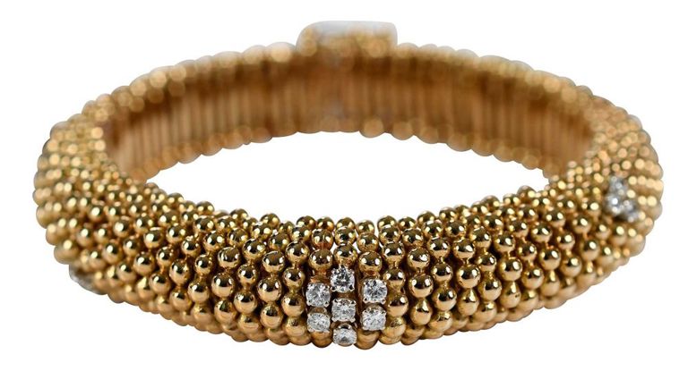 18k gold flexible caviar diamond bracelet