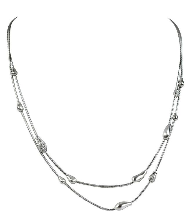 18k white gold double strand diamond necklace