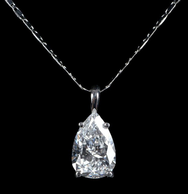 14k white gold diamond pendant with chain