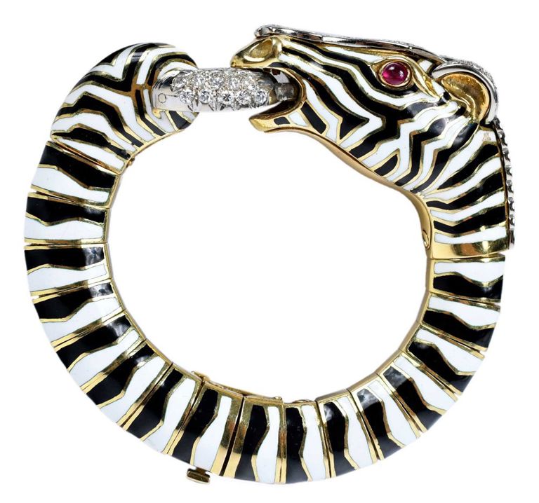 18k gold Frascarolo enamel zebra bracelet