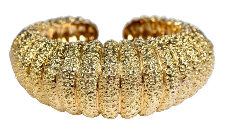 Yellow gold cuff bracelet
