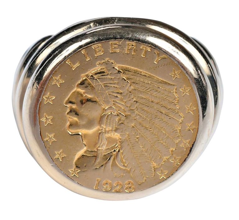 14k gold ring with 1928 Indian Head coin