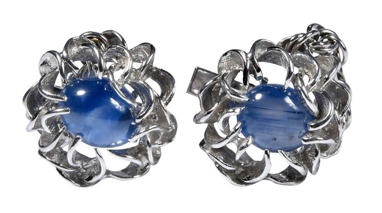 14k white gold sapphire cufflinks