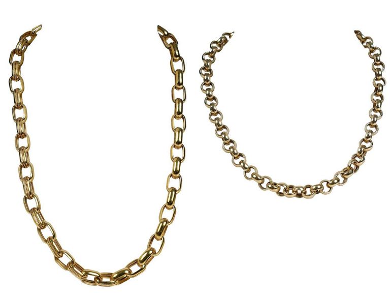 14k gold link necklaces set