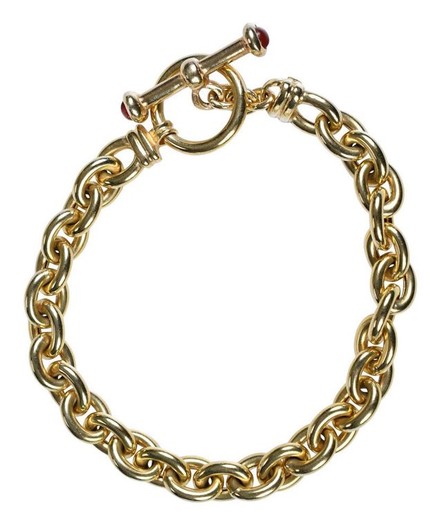Yellow gold link carnelian bracelet