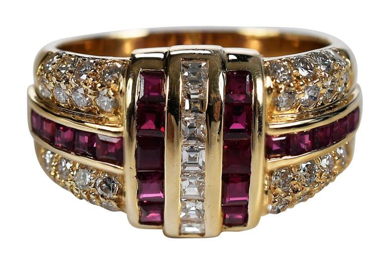 18k gold ruby and diamond ring