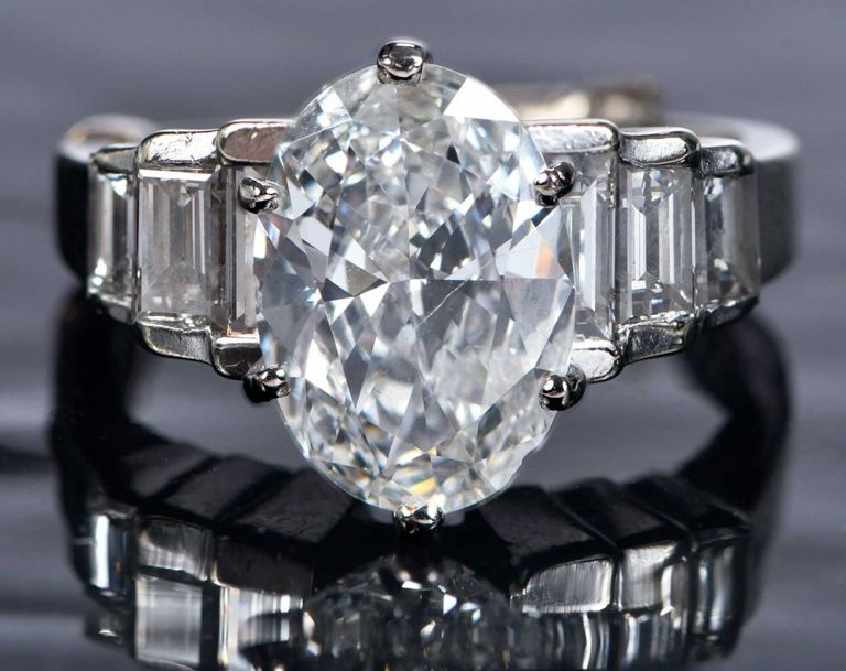 14k white gold Art Deco diamond ring