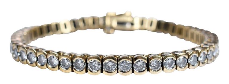 Yellow gold tennis diamond bracelet