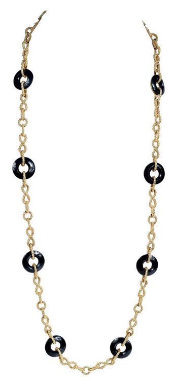 18k yellow gold onyx necklace