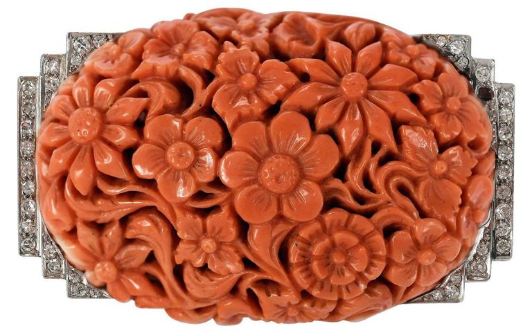 Platinum coral brooch
