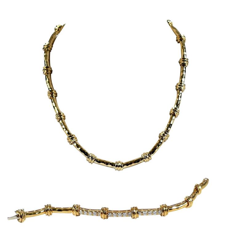 Yellow gold diamond jewelry set