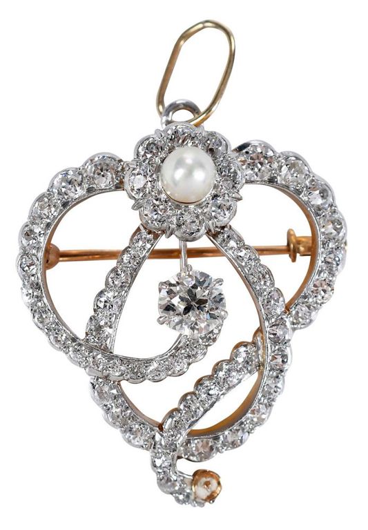 Vintage diamond and pearl pendant/brooch