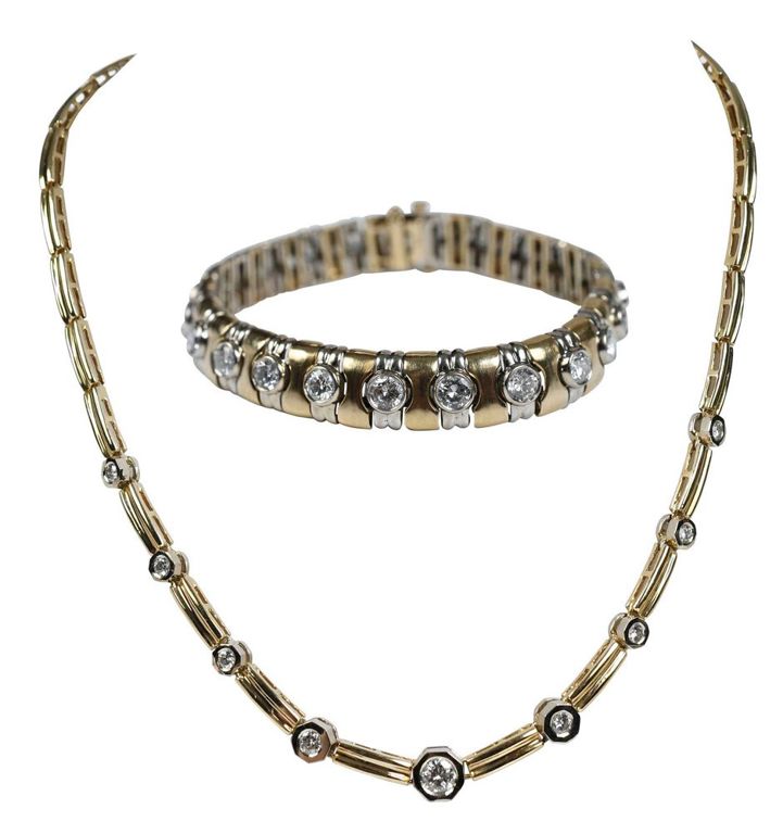 14k two tone diamond jewelry set