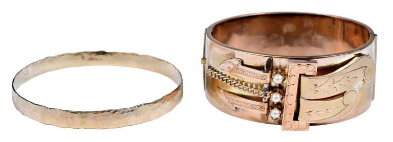 Two gold bangle bracelets