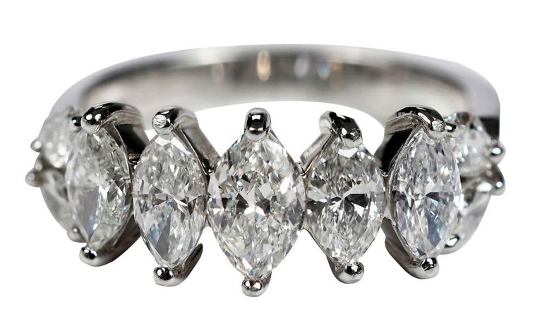 Platinum marquise diamond anniversary ring