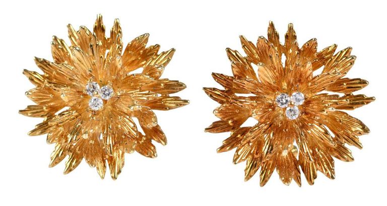 Vintage yellow gold diamond earrings