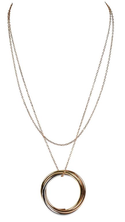 18k tricolor gold Roberto Coin interlocking pendant and chain