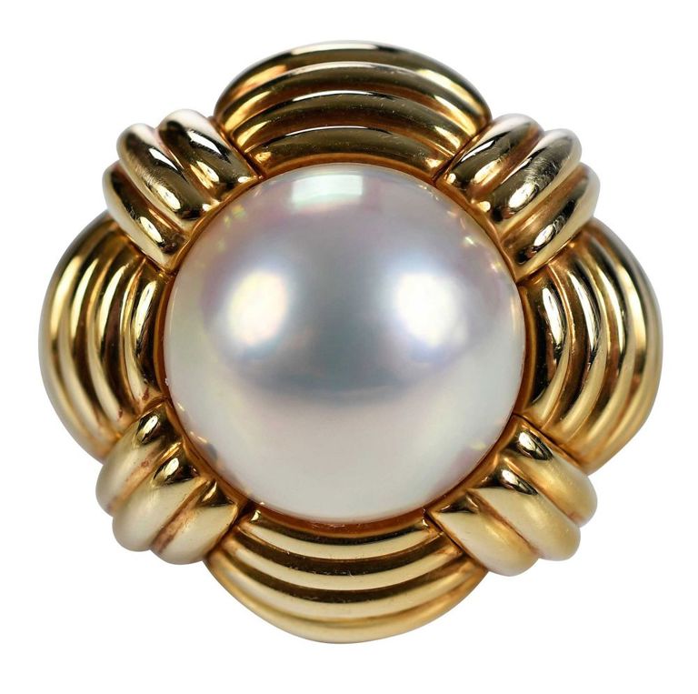 18k gold pearl ring