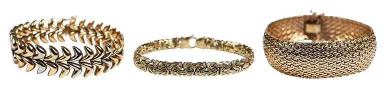 Three 14k gold bracelets
