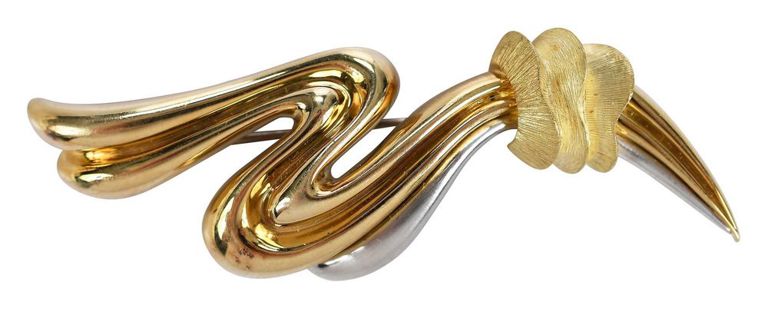 18k gold and platinum brooch