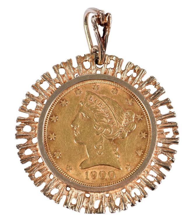 Yellow gold coin pendant