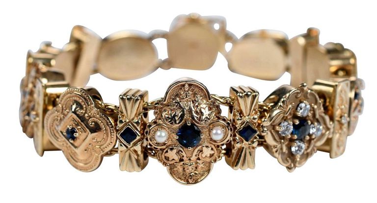 14k yellow gold slide charm bracelet