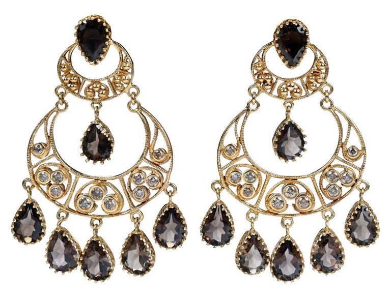 18k yellow gold chandelier topaz earrings