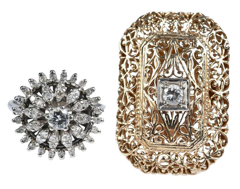 14k Art Deco diamond rings