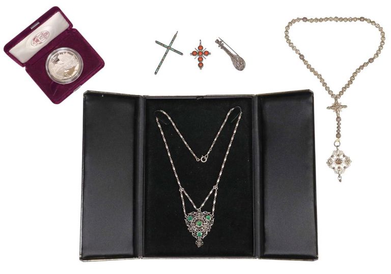 Silver jewelry and American Eagle silver coin collection
