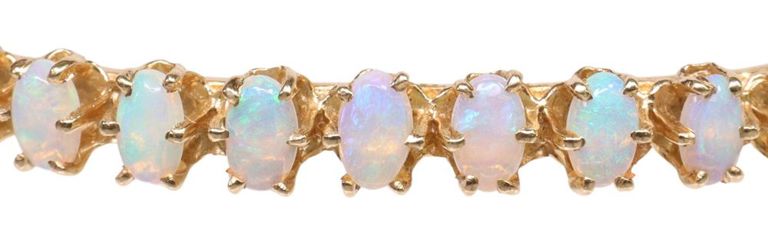 14k yellow gold hinged opal bracelet
