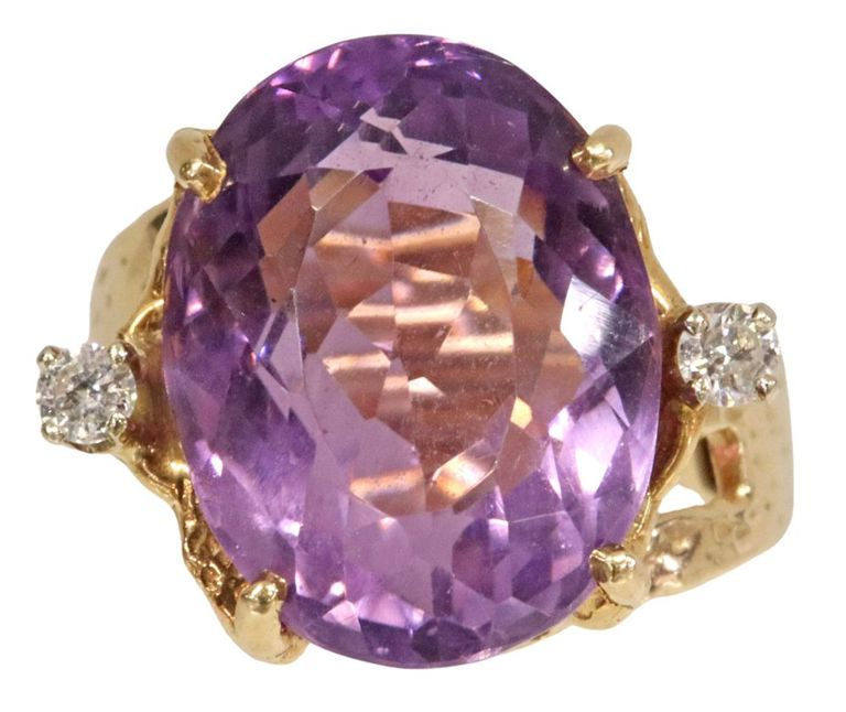 14k yellow gold cocktail amethyst ring