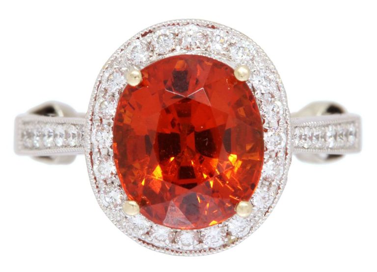 18k white gold spessartine garnet ring