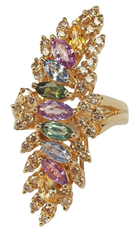 14k yellow gold cocktail sapphire ring