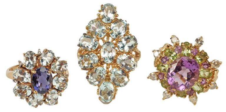 10k yellow gold multigem rings
