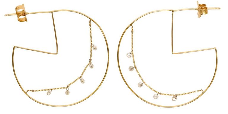 18k yellow gold hoop diamond earrings
