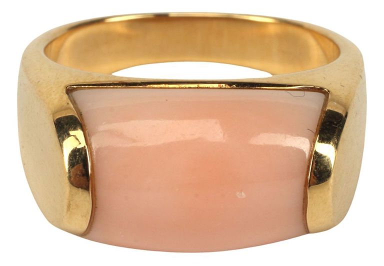 18k yellow gold angel skin coral ring