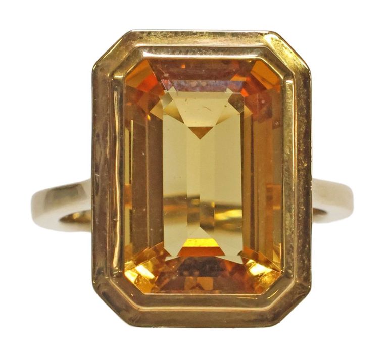 18k yellow gold citrine ring