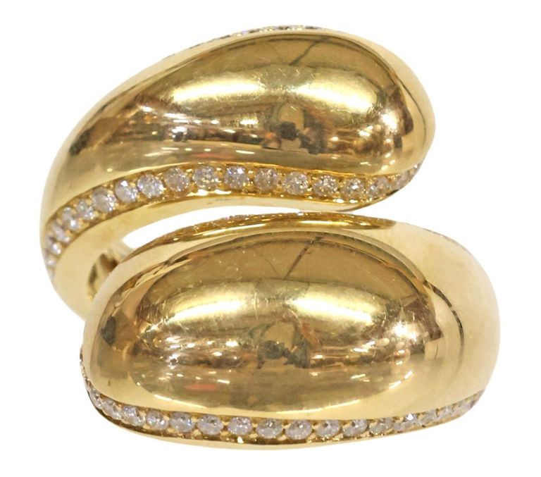 18k yellow gold bypass diamond ring