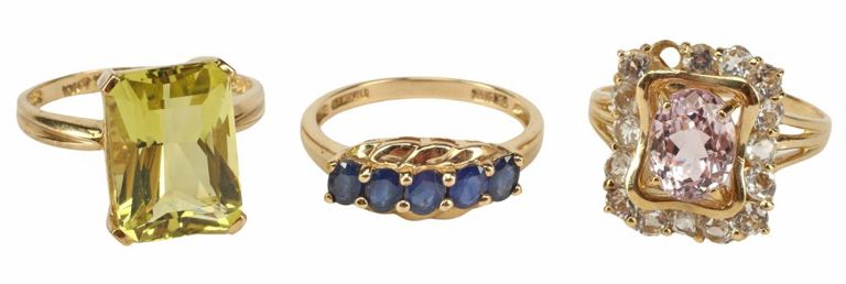 14k and 10k yellow gold gemstone rings