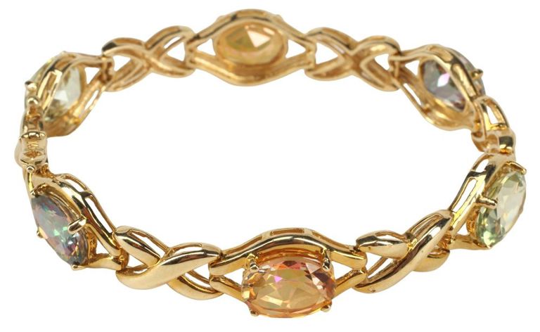 14k yellow gold link topaz bracelet