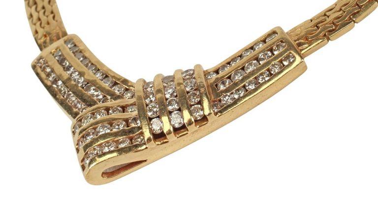 14k yellow gold diamond point necklace
