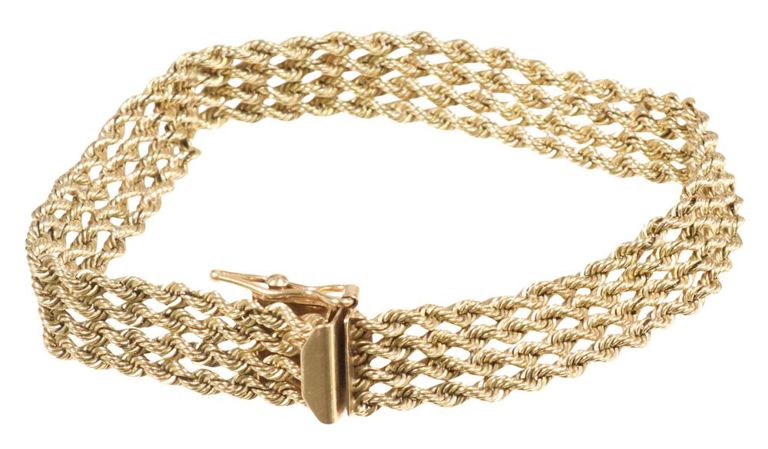 14k yellow gold twisted rope strand bracelet