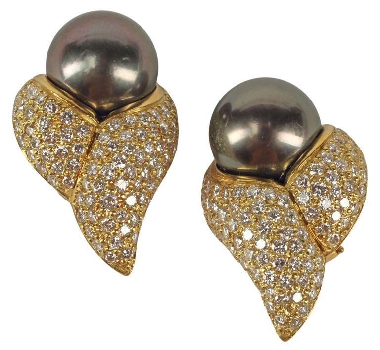 18k yellow gold pearl earrings