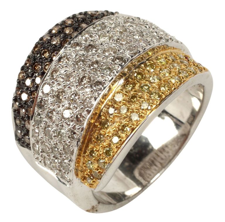 18k and 14k gold tricolor diamond ring